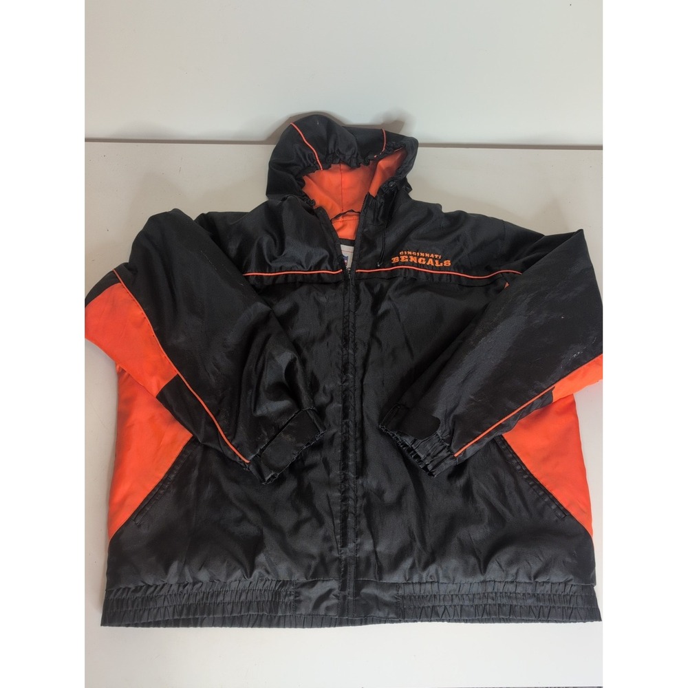 Vtg 90s NFL Apparel Cincinnati Bengals NFL Football Full Zip Hooded Jacket XL